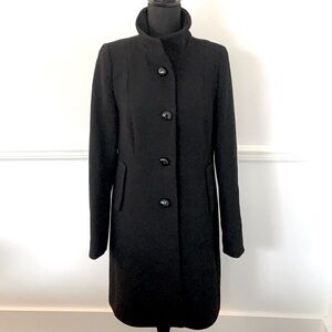 J Crew Black Coat Double Cloth Wool Carlin Fully Lined Overcoat 10 Medium